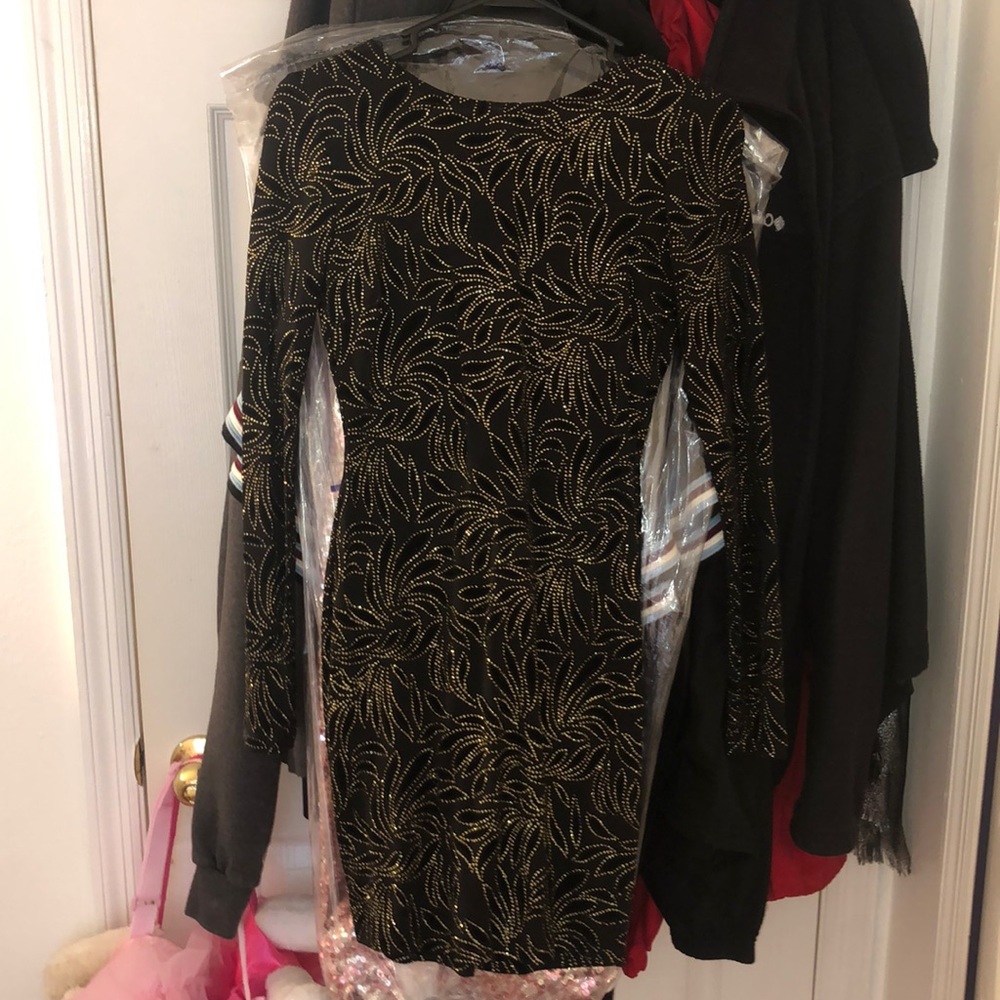 Sparkly gold and black mini dress